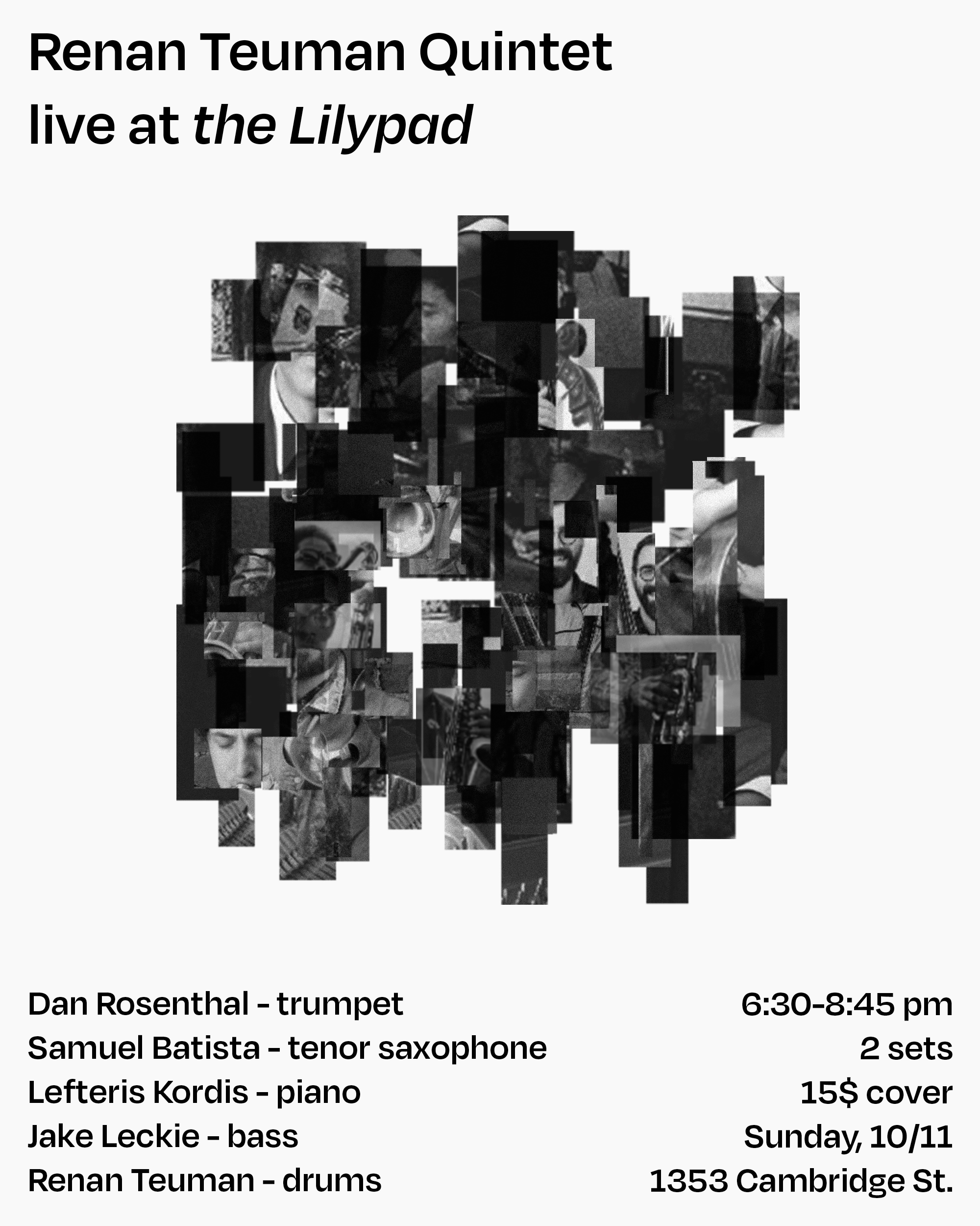 Renan Teuman Quintet poster for The Lilypad, October 11, 2026